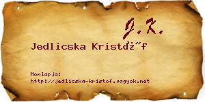 Jedlicska Kristóf névjegykártya